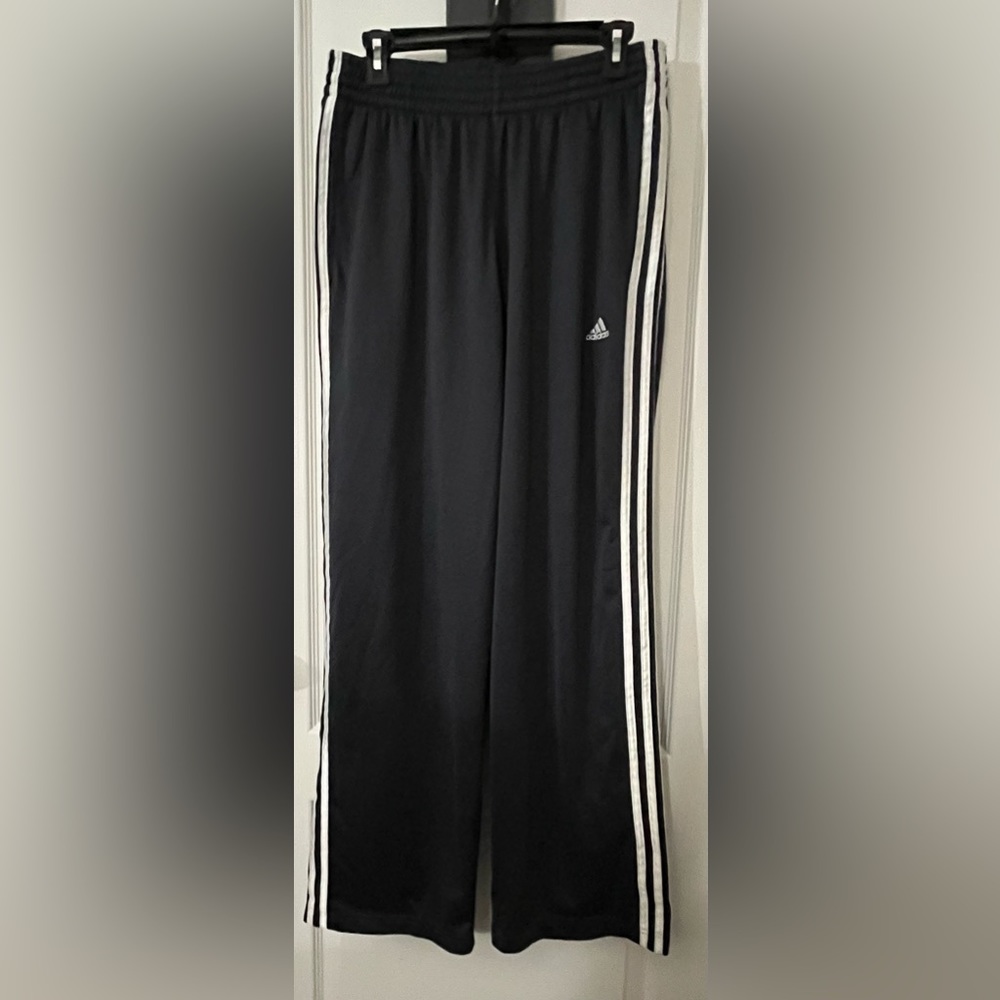 Adidas Climate Adult Lg Gray W/3-White Stripes Mesh Line Athletic Pants